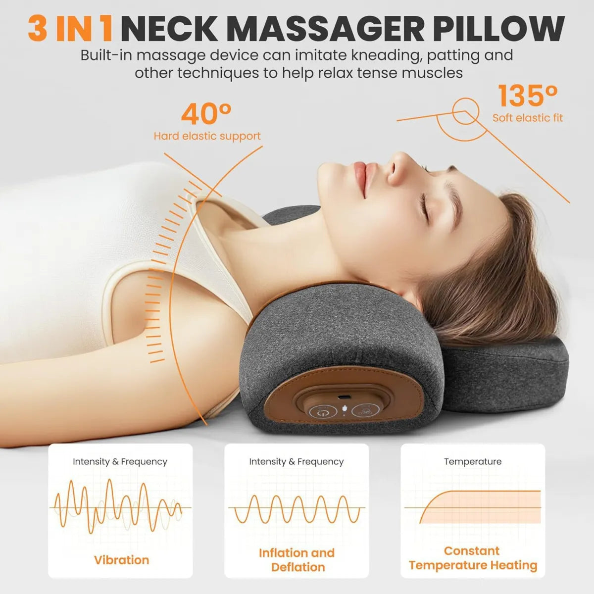 NexaMart Adjustable Heating Massage Neck Pillow with Memory Foam