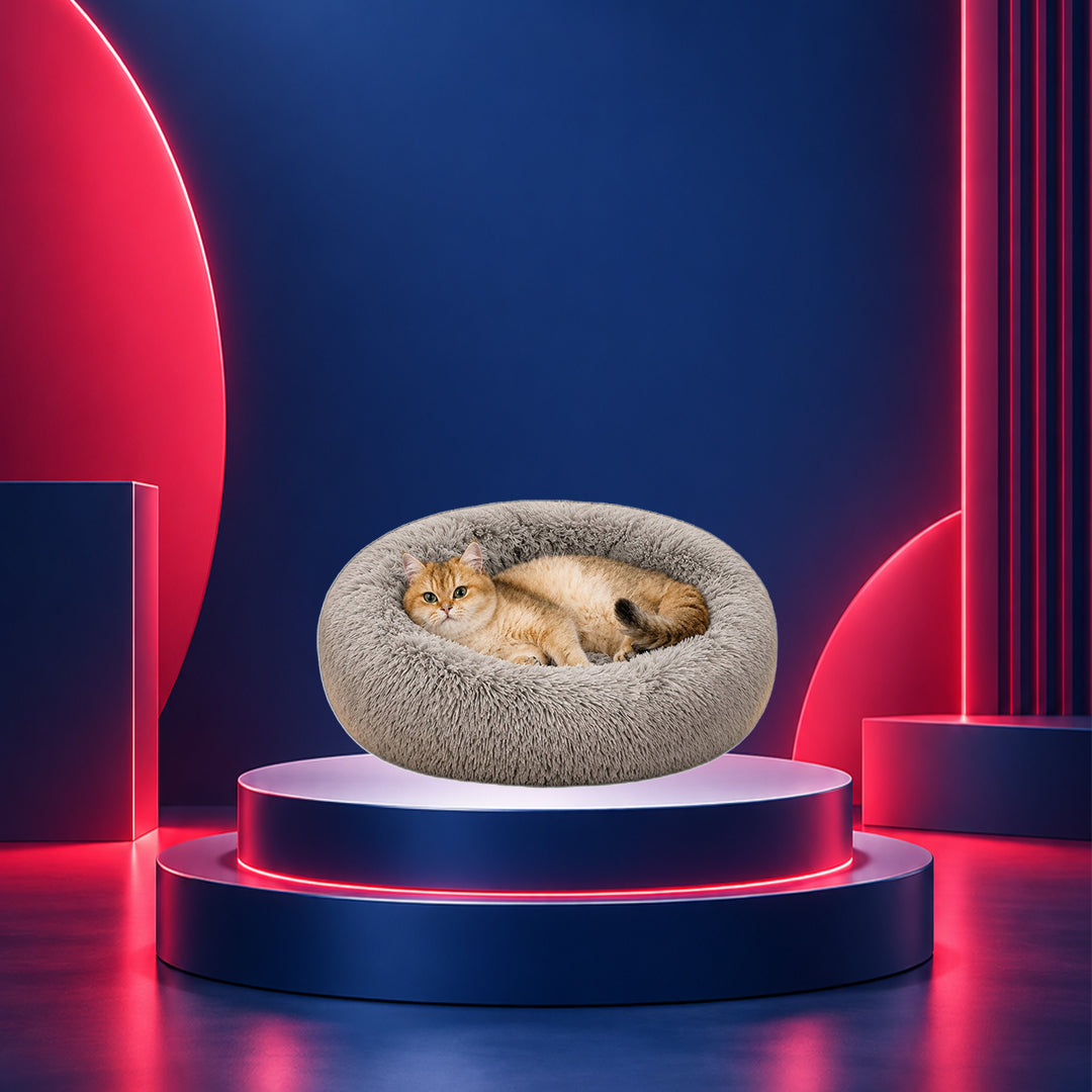 NexaMart Round Fluffy Plush Pet Bed