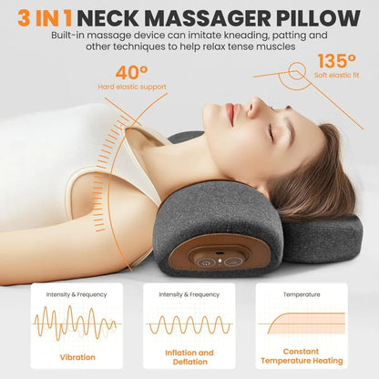 NexaMart Adjustable Heating Massage Neck Pillow with Memory Foam