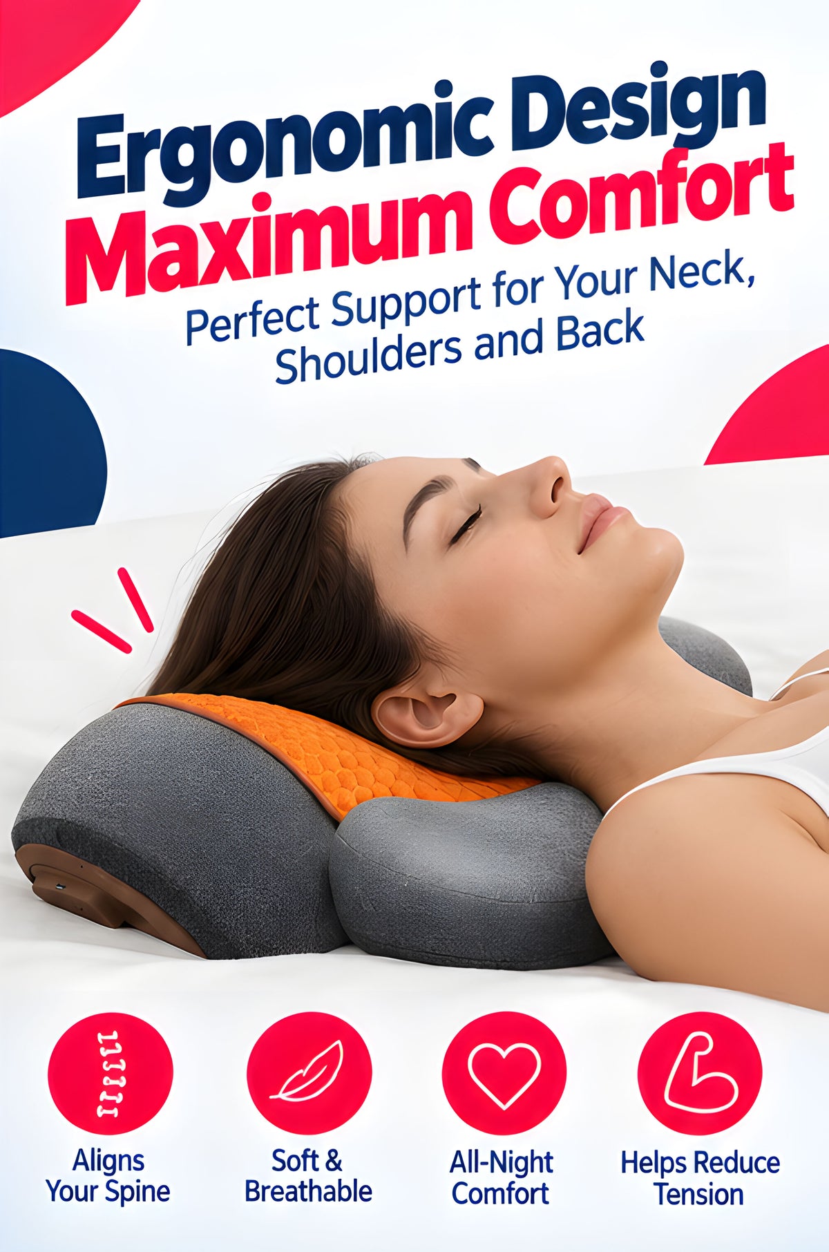 NexaMart Adjustable Heating Massage Neck Pillow with Memory Foam