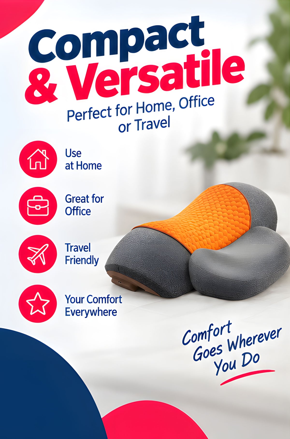 NexaMart Adjustable Heating Massage Neck Pillow with Memory Foam