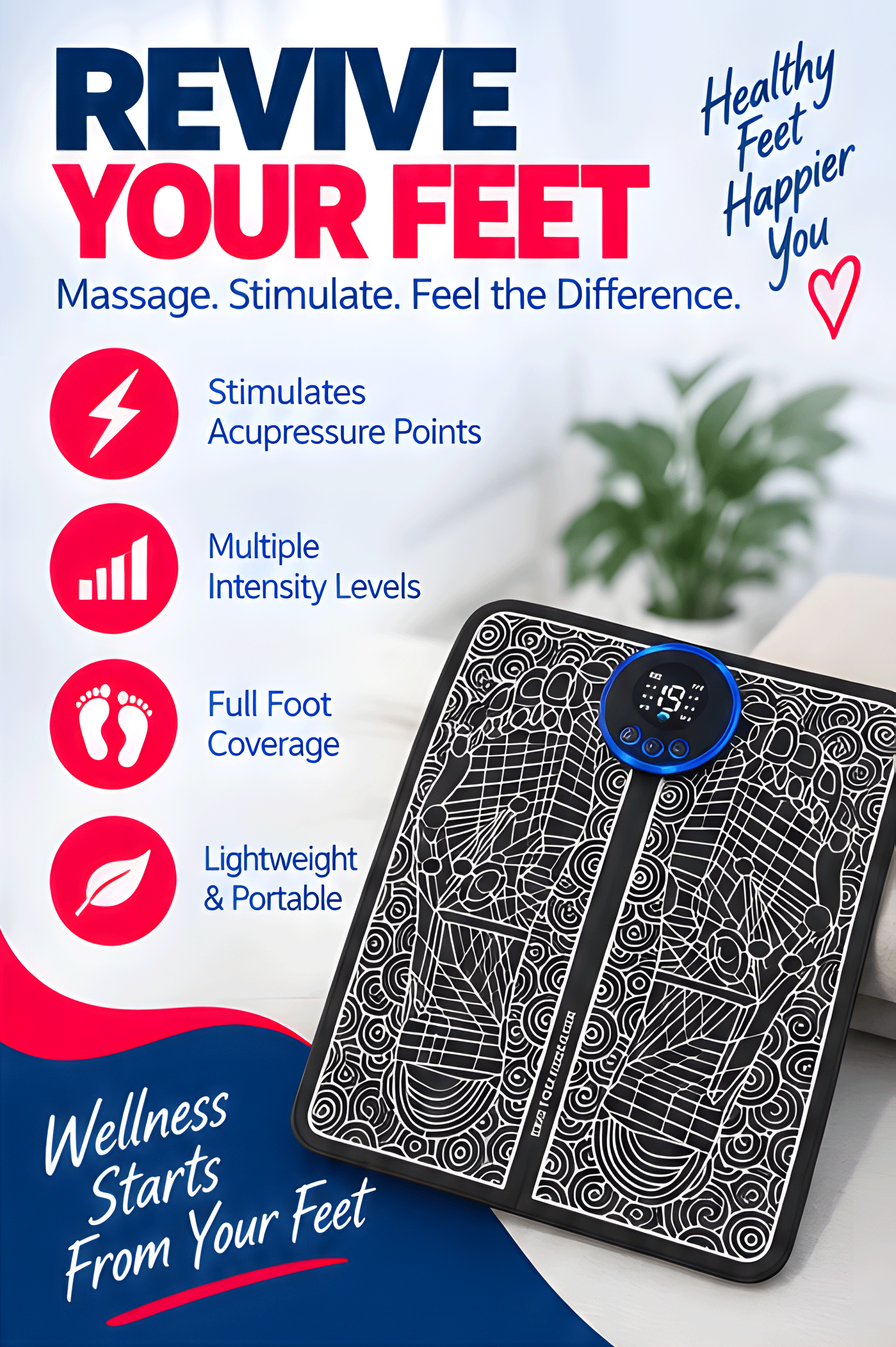 NexaMart EMS Foot Massage Pad with Pulse Technology